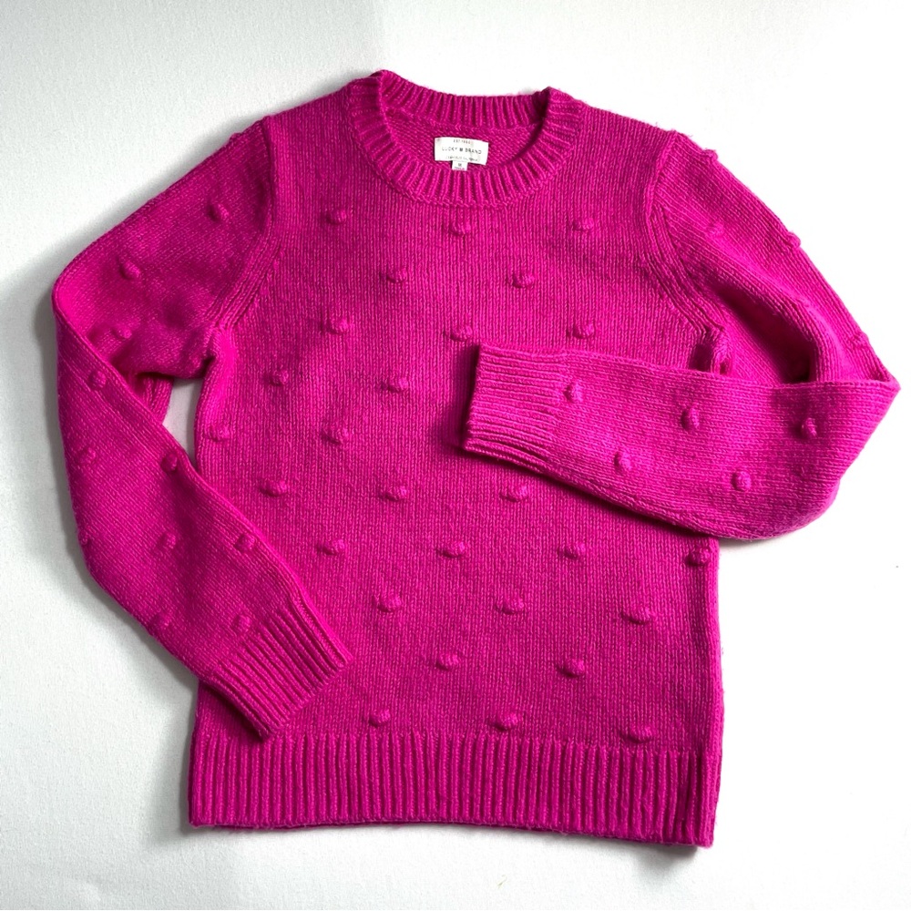 Lucky Brand Bobble Stitch Crewneck Cotton Blend Knit Sweater
